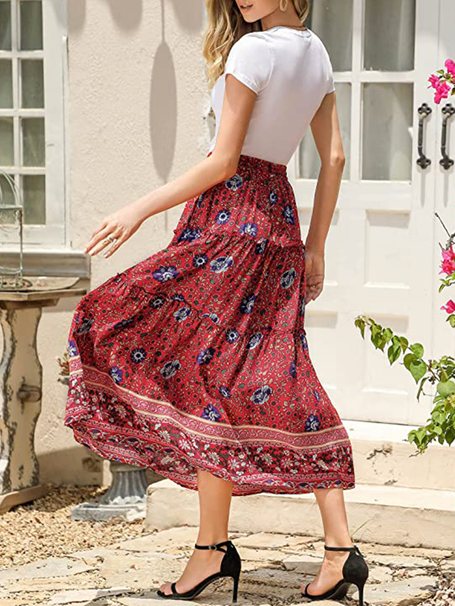 Womens High Waisted Long Skirts