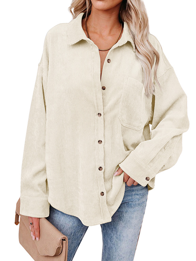 Womens Corduory Button Down Shacket