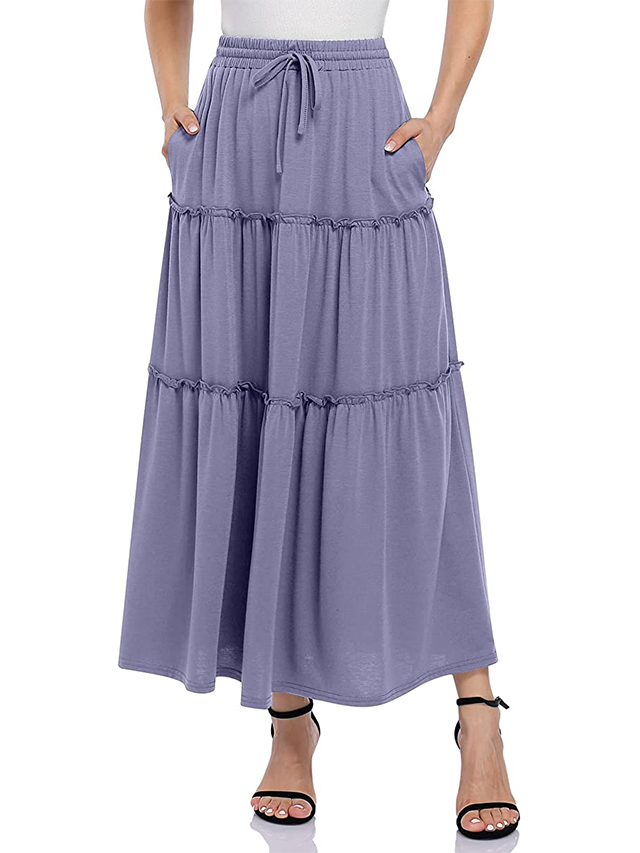 Womens High Waisted Long Skirts