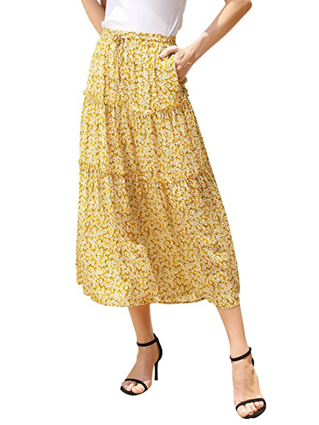 Womens High Waisted Long Skirts