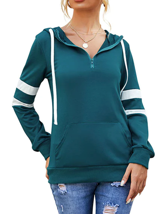 Pullover Hoodies Sweatshirt Lapel Drawstring Tops